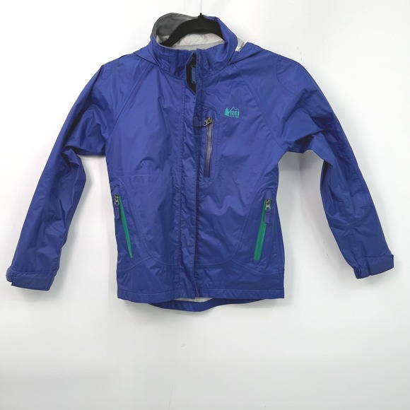 Rei Co-Op Other - REI Co-op Rain Jacket Kids 8 Blue Hooded Waterproof Outdoor Gorpcore